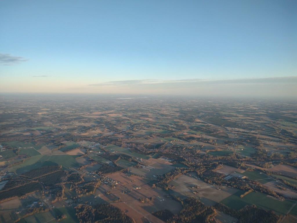 Aerial view of small farms in eastern North Carolina, US